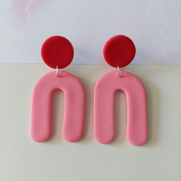 Jewelry - Pink and Red Arch Earrings